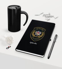 Kişiye Özel Polis Özel Harekat Temalı Siyah Defter Kalem Termos Mug Seti
