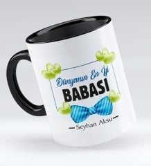 Kişiye Özel Dünyanın En İyi Babası Tasarımlı Siyah Kupa Bardak - Model 1