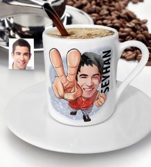 Kişiye Özel Bay Karikatürlü Türk Kahvesi Fincanı-33