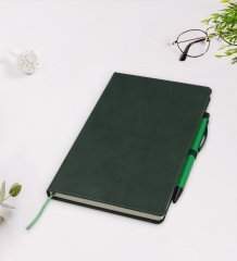 Kişiye Özel Erkek Avukat Karikatürlü Yeşil Termo Deri Defter Kalem Seti Model 3
