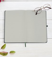 Kişiye Özel Erkek Avukat Karikatürlü Yeşil Termo Deri Defter Kalem Seti Model 3