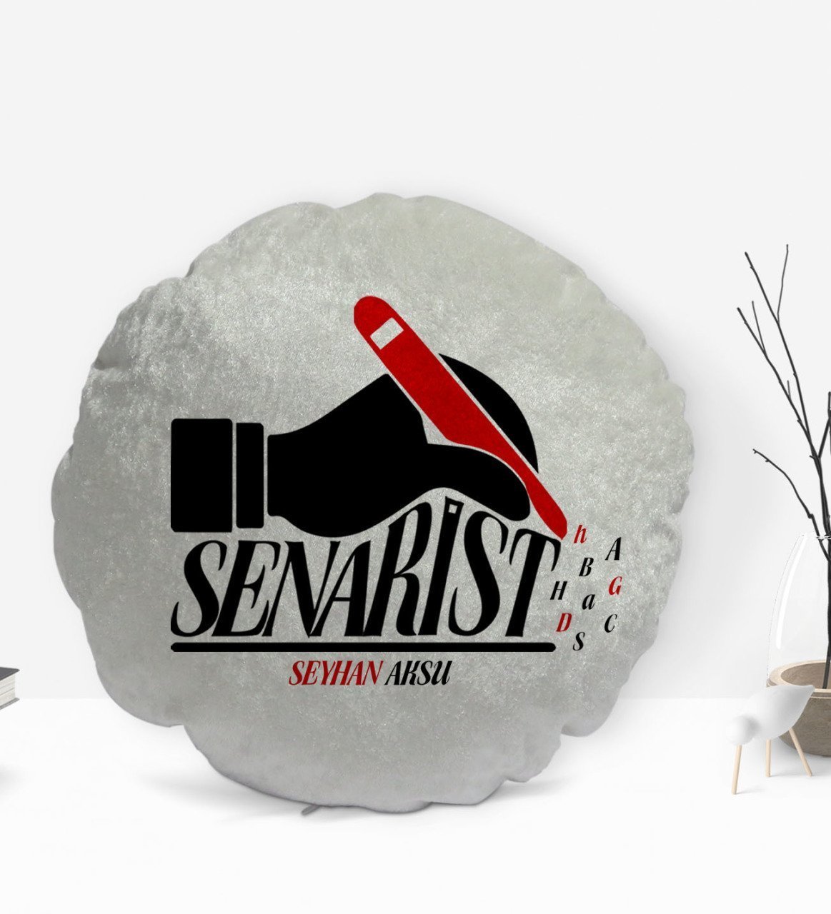 Kişiye Özel İsimli Senarist Tasarımlı Dekoratif Kırlent Yastık-1