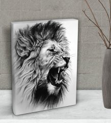 BK Gift Lion Tasarımlı Dekoratif Mini Kanvas Tablo 15x20cm-1