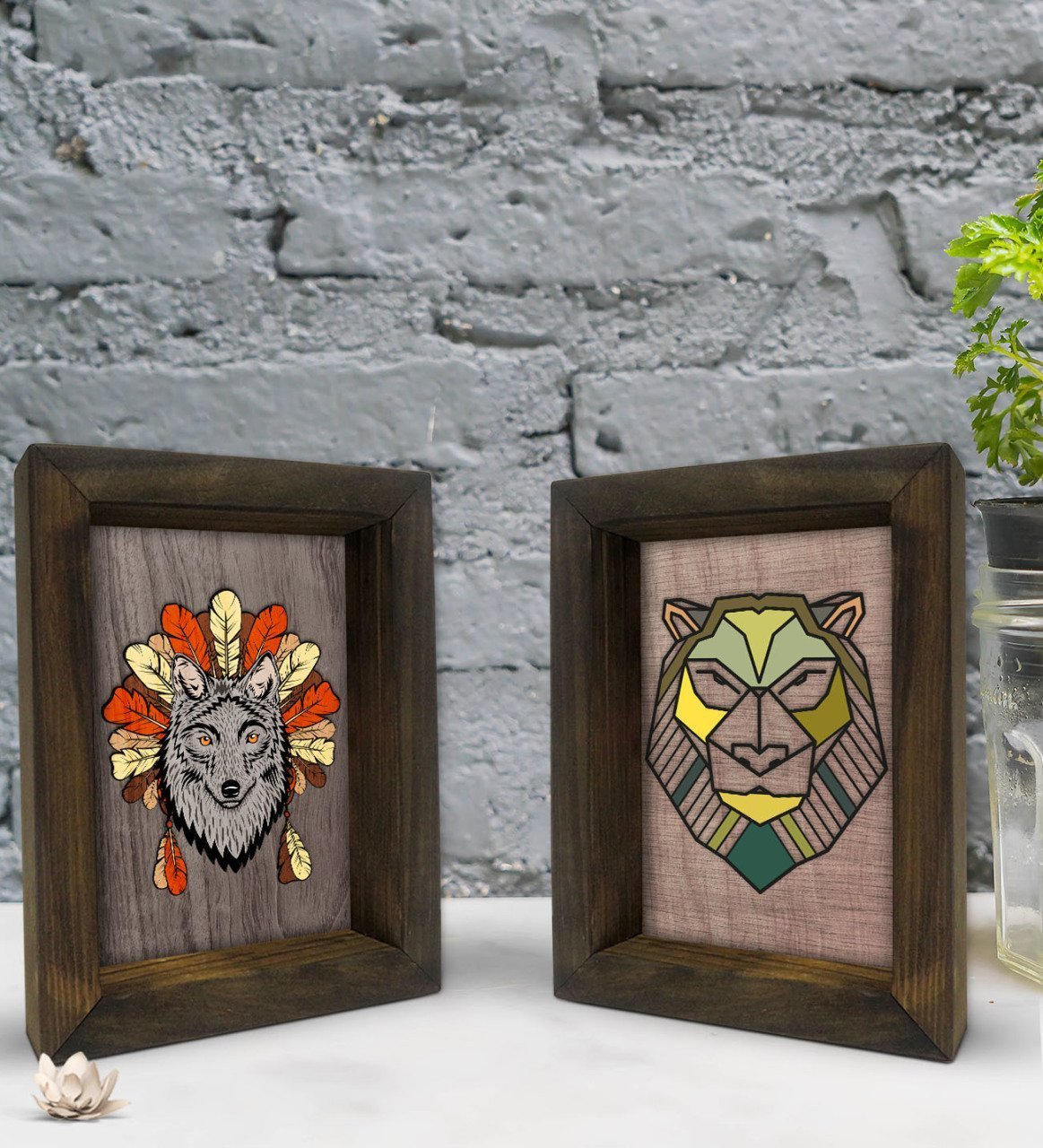 Bk Gift Dekoratif 2'li Doğal Masif Ahşap Çerçeve 15x20cm-71