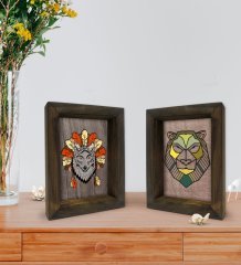 Bk Gift Dekoratif 2'li Doğal Masif Ahşap Çerçeve 15x20cm-71