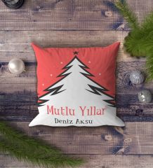 BK Gift Kişiye Özel İsimli Yılbaşı Tasarımlı Beyaz Yastık-4