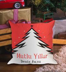 BK Gift Kişiye Özel İsimli Yılbaşı Tasarımlı Beyaz Yastık-4