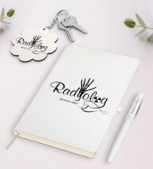 Kişiye Özel Radyolog Beyaz Defter Kalem ve Anahtarlık Hediye Seti