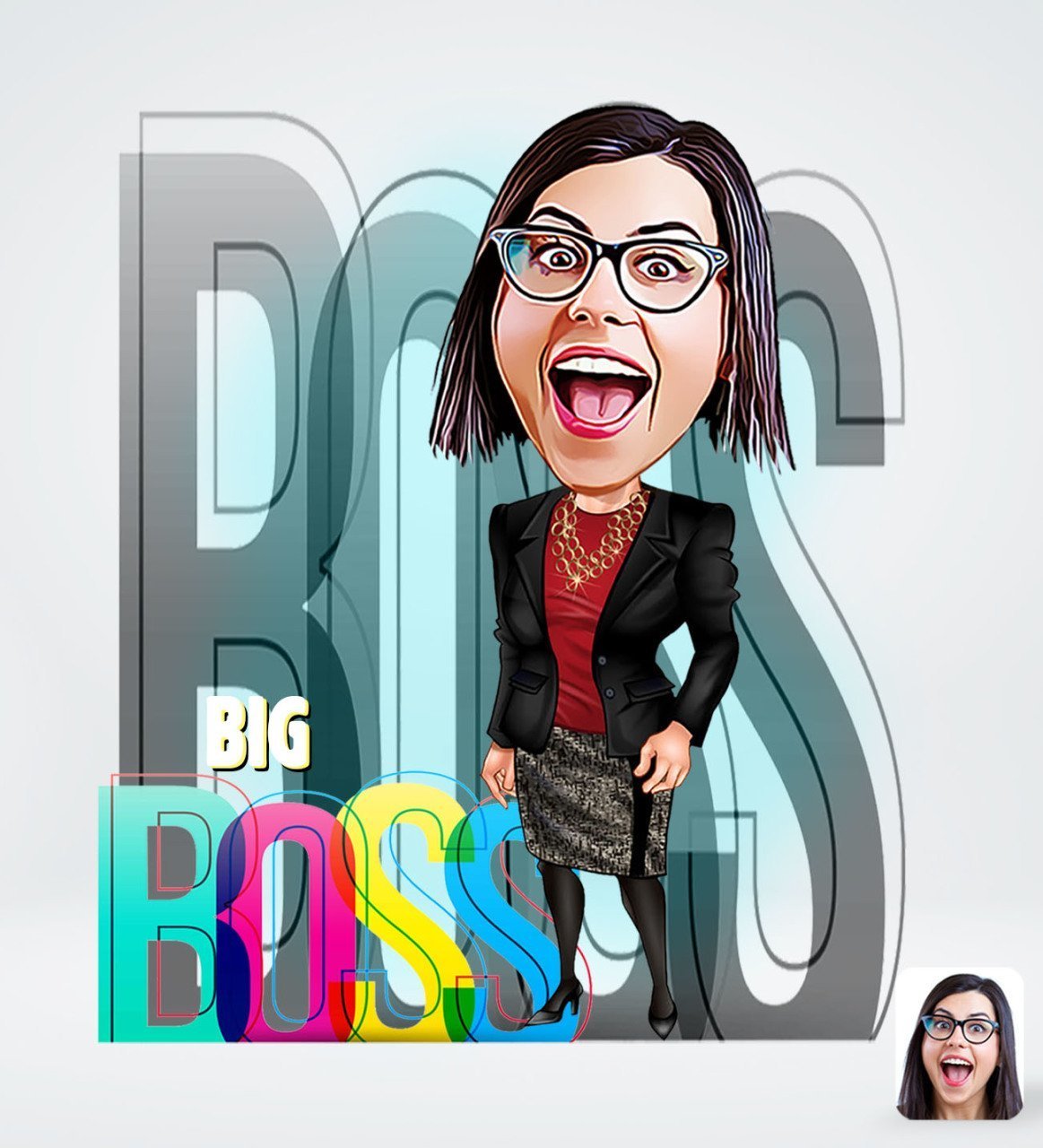 Kişiye Özel Kadın Big Boss Karikatürlü Sosyal Medya Dijital Profil Fotoğrafı - Model 1