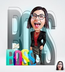Kişiye Özel Kadın Big Boss Karikatürlü Sosyal Medya Dijital Profil Fotoğrafı - Model 1
