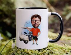 Bk Gift Kişiye Özel Golf Oyuncusu Karikatürlü Siyah Kupa Bardak-8, Sevgiliye Hediye, Arkadaşa Hediye