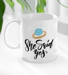 BK Gift She Said Yes Tasarımlı Beyaz Kupa Bardak-2