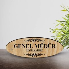 Kişiye Özel Mesleki Genel Müdür Ahşap Oval Masa İsimliği  - 2