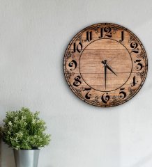 BK Gift Dekoratif 45cm Ahşap Duvar Saati-156