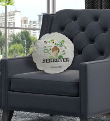 Kişiye Özel İsimli Sekreter Tasarımlı Dekoratif Kırlent Yastık-1