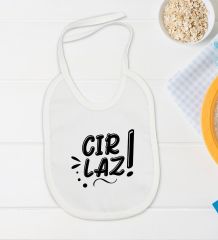 BK Kids Cırlaz Tasarımlı Beyaz Bebek Body Zıbın ve Mama Önlüğü Hediye Seti-1