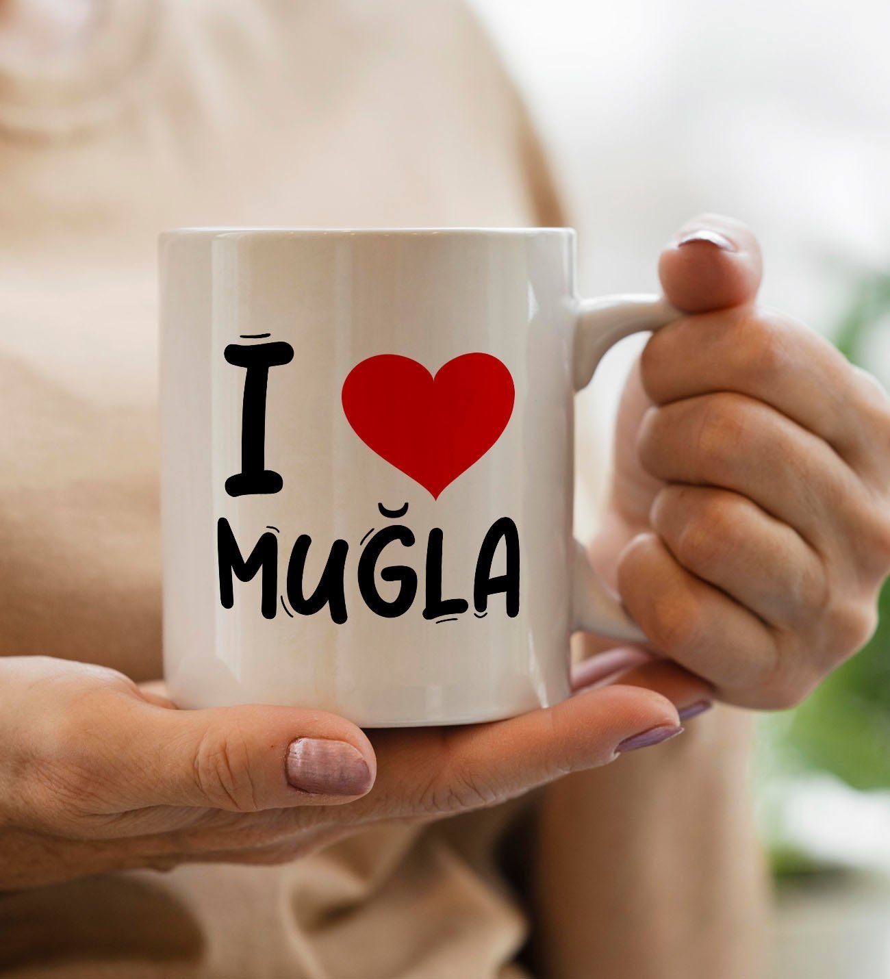 BK Gift I Love Muğla Tasarımlı Beyaz Kupa Bardak