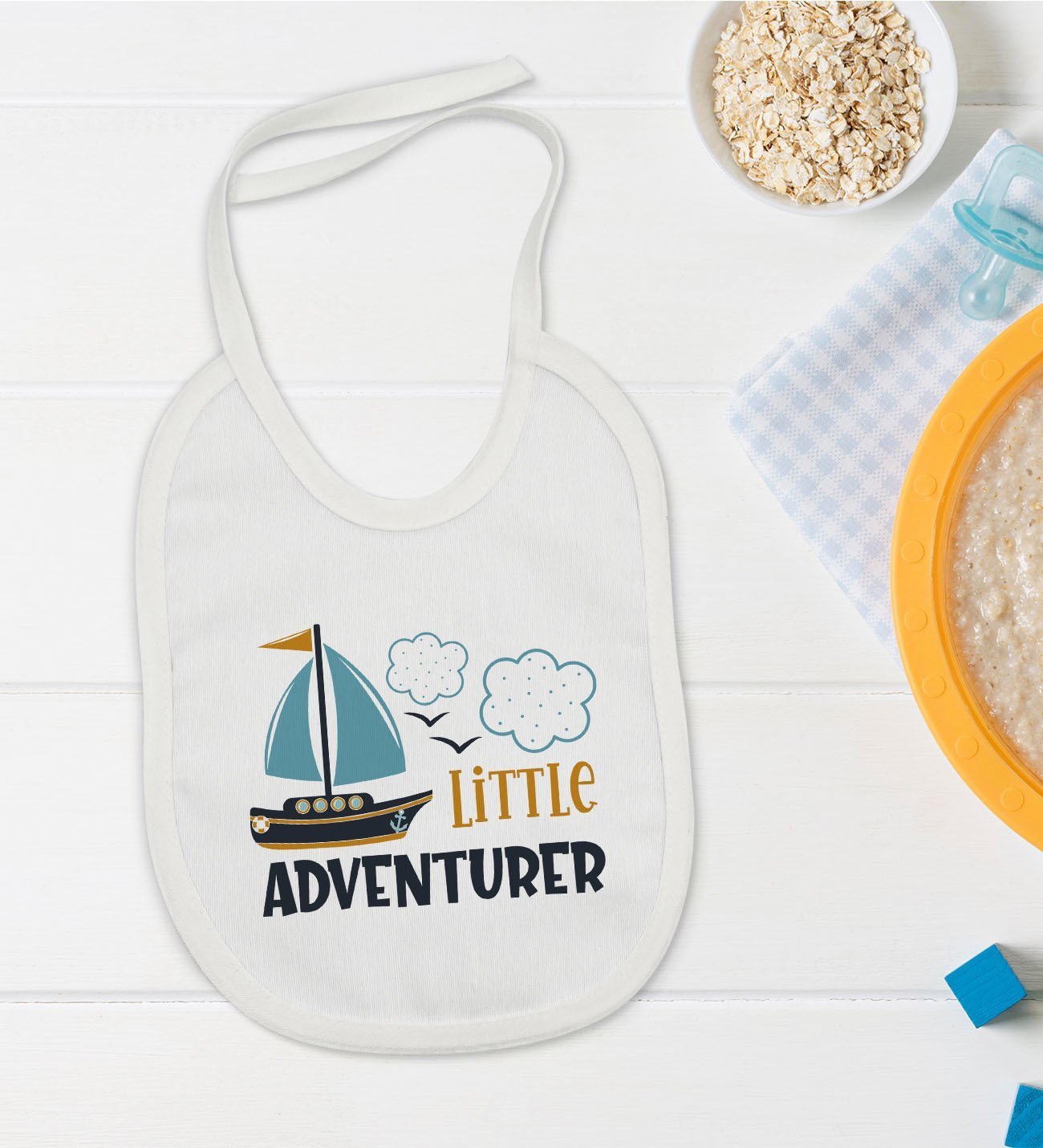 BK Kids Little Advanturer Tasarımlı Bebek Mama Önlüğü - Model 1