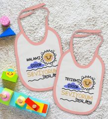 BK Kids Kişiye Özel Hala ve Teyze Tasarımlı 2’li Pembe Mama Önlüğü-1