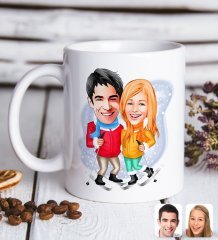 Kişiye Özel Sevgililer Karikatürlü Beyaz Kupa Bardak-107