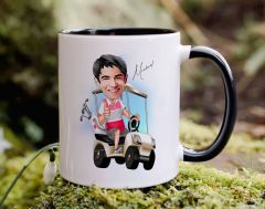 Bk Gift Kişiye Özel Golf Oyuncusu Karikatürlü Siyah Kupa Bardak-6, Sevgiliye Hediye, Arkadaşa Hediye