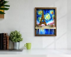 BK Home Paris Tasarımlı Doğal Masif Ahşap Çerçeveli Tablo Duvar Rafı-2