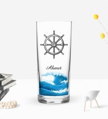 Kişiye Özel Renkli Baskılı Dümen Tasarımlı Rakı Bardağı-1