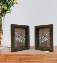 Bk Gift Dekoratif 2'li Doğal Masif Ahşap Çerçeve 15x20cm-69