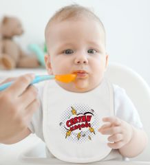 BK Kids Ceryan Kaçağı Tasarımlı Beyaz Bebek Body Zıbın ve Mama Önlüğü Hediye Seti-1