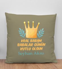 BK Gift Kişiye Özel İsimli Babalar Günü Tasarımlı Haki Kırlent Yastık-6, Babaya Hediye, Ev Dekorasyonu, Babalar Günü Hediyesi