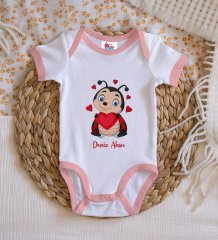 BK Kids Kişiye Özel Pembe Bebek Body Zıbın - Model 176