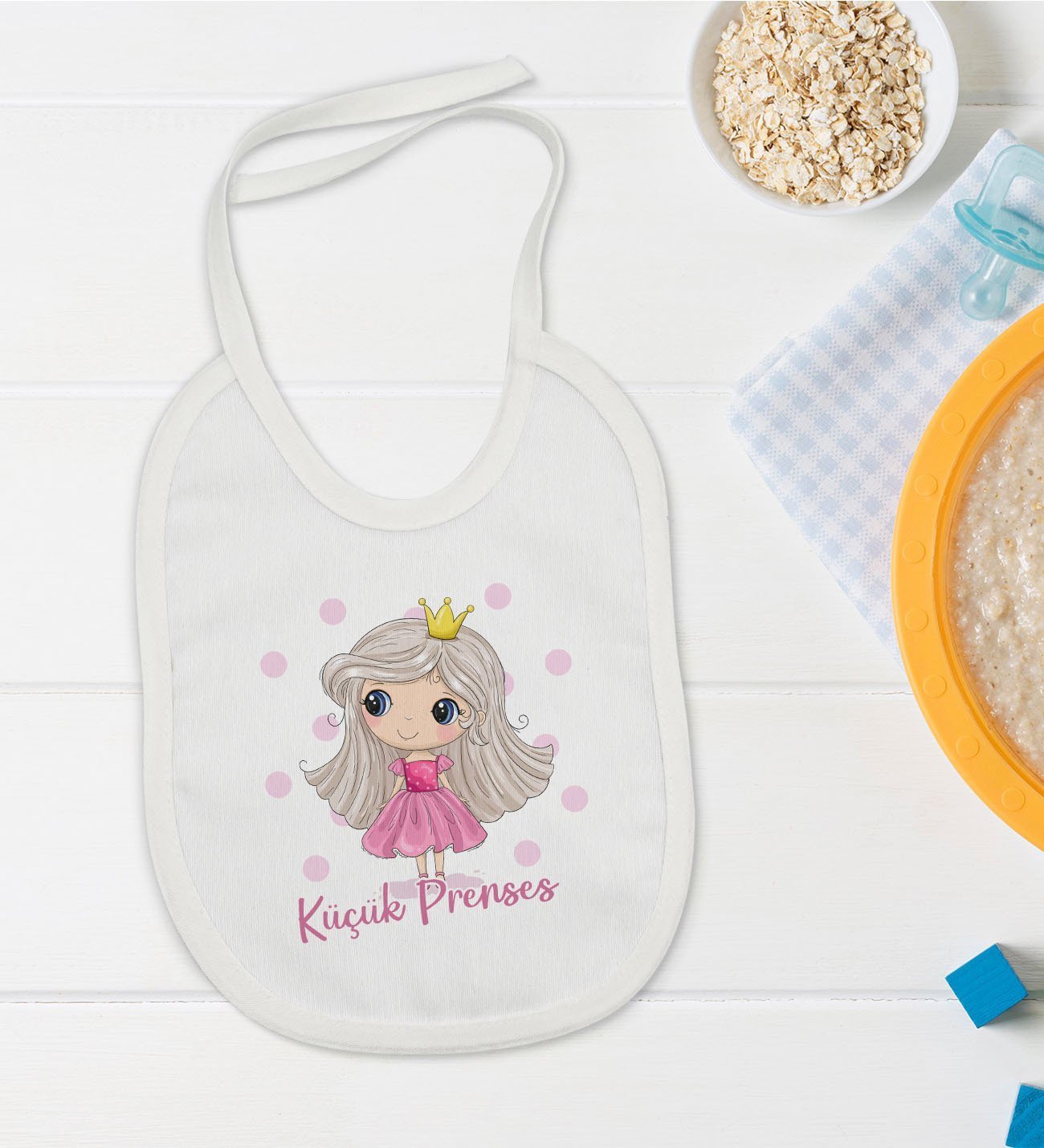 BK Kids Küçük Prenses Tasarımlı Bebek Mama Önlüğü - Model 1