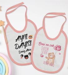 BK Kids Kişiye Özel Dayı Tasarımlı 2’li Pembe Mama Önlüğü-1