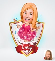 Kişiye Özel İsimli Kadın Doğum Günü Tasarımlı Dijital Karikatür-1