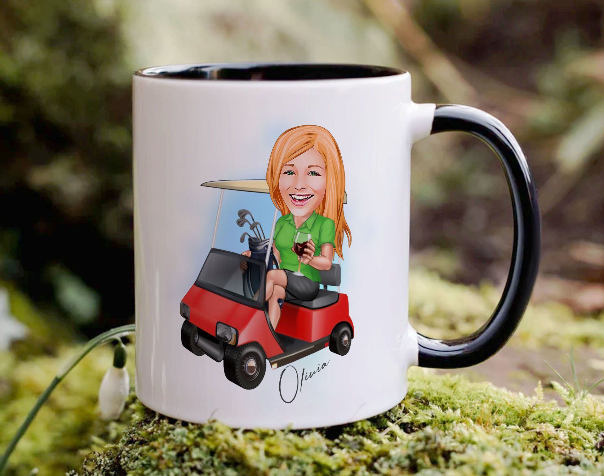 Bk Gift Kişiye Özel Golf Oyuncusu Karikatürlü Siyah Kupa Bardak-5, Sevgiliye Hediye, Arkadaşa Hediye