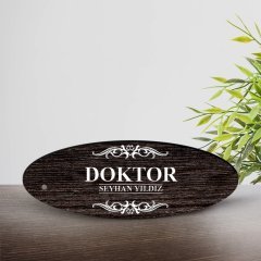 Kişiye Özel Mesleki Doktor Ahşap Oval Masa İsimliği  - 3