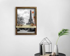 BK Home Paris Tasarımlı Doğal Masif Ahşap Çerçeveli Tablo Duvar Rafı-1
