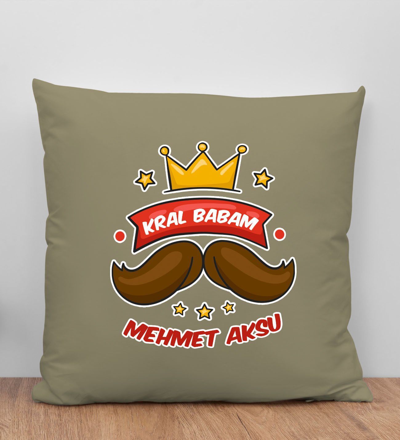 BK Gift Kişiye Özel İsimli Babalar Günü Tasarımlı Haki Kırlent Yastık-5, Babaya Hediye, Ev Dekorasyonu, Babalar Günü Hediyesi