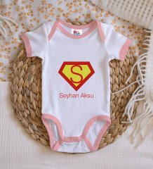 BK Kids Kişiye Özel Pembe Bebek Body Zıbın - Model 174