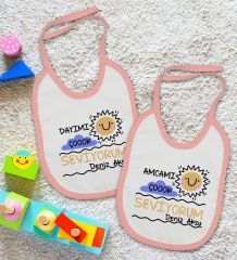 BK Kids Kişiye Özel Dayı ve Amca Tasarımlı 2’li Pembe Mama Önlüğü-1