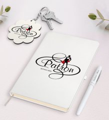 Kişiye Özel Patron Beyaz Defter Kalem ve Anahtarlık Hediye Seti-4