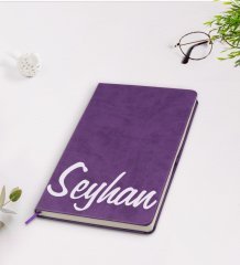 Kişiye Özel El Yazılı Mor Termo Deri Defter Model 2