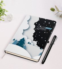 Kişiye Özel İsimli Yılbaşı Mutlu Yıllar Siyah Defter ve Kalem Hediye Seti-26