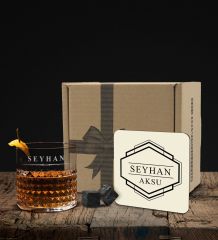 BK Gift Kişiye Özel İsimli Frasera Viski Kadehi Ahşap Bardak Altlığı ve Viski Taşı Hediye Seti-43, Sevgiliye Hediye, Babaya Hediye