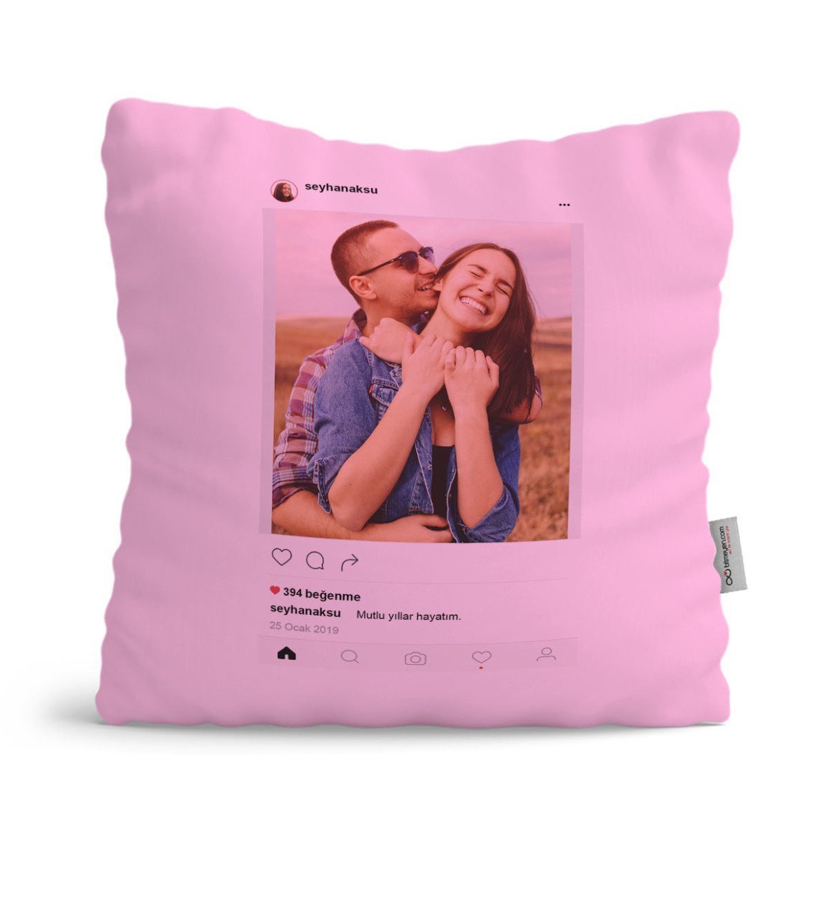 Kişiye Özel İnstagram Pembe Yastık