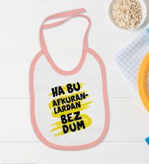 BK Kids Bezdum Tasarımlı Pembe Bebek Body Zıbın ve Mama Önlüğü Hediye Seti-4