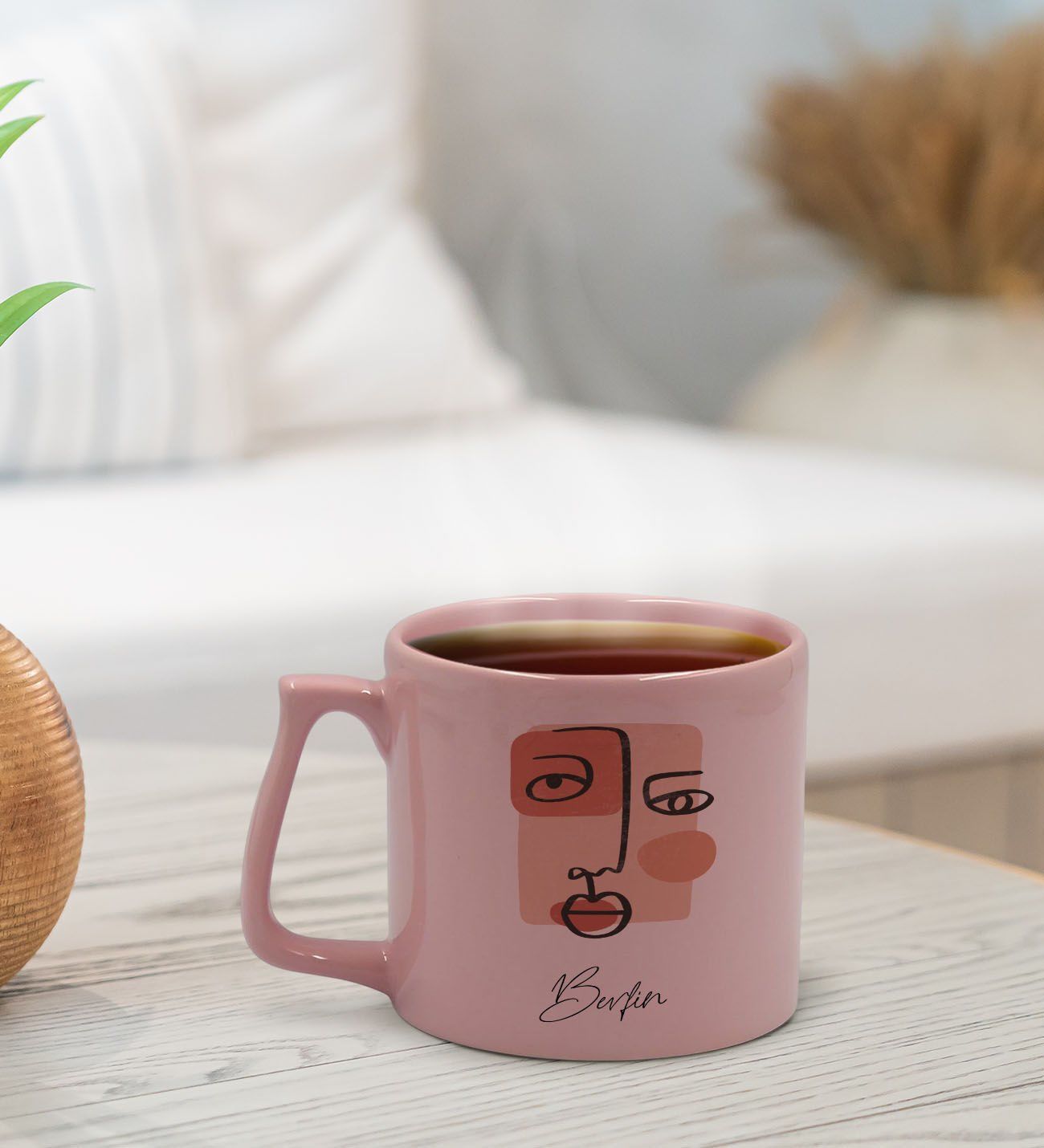 BK Gift Kişiye Özel İsimli Pastel Pembe Middle Kupa Bardak, Arkadaşa Hediye, Ev Hediyesi, Doğum Günü Hediyesi, Ofis Hediyesi-1