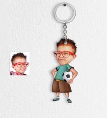 Kişiye Özel Çocuk Futbolcu Karikatür Anahtarlık