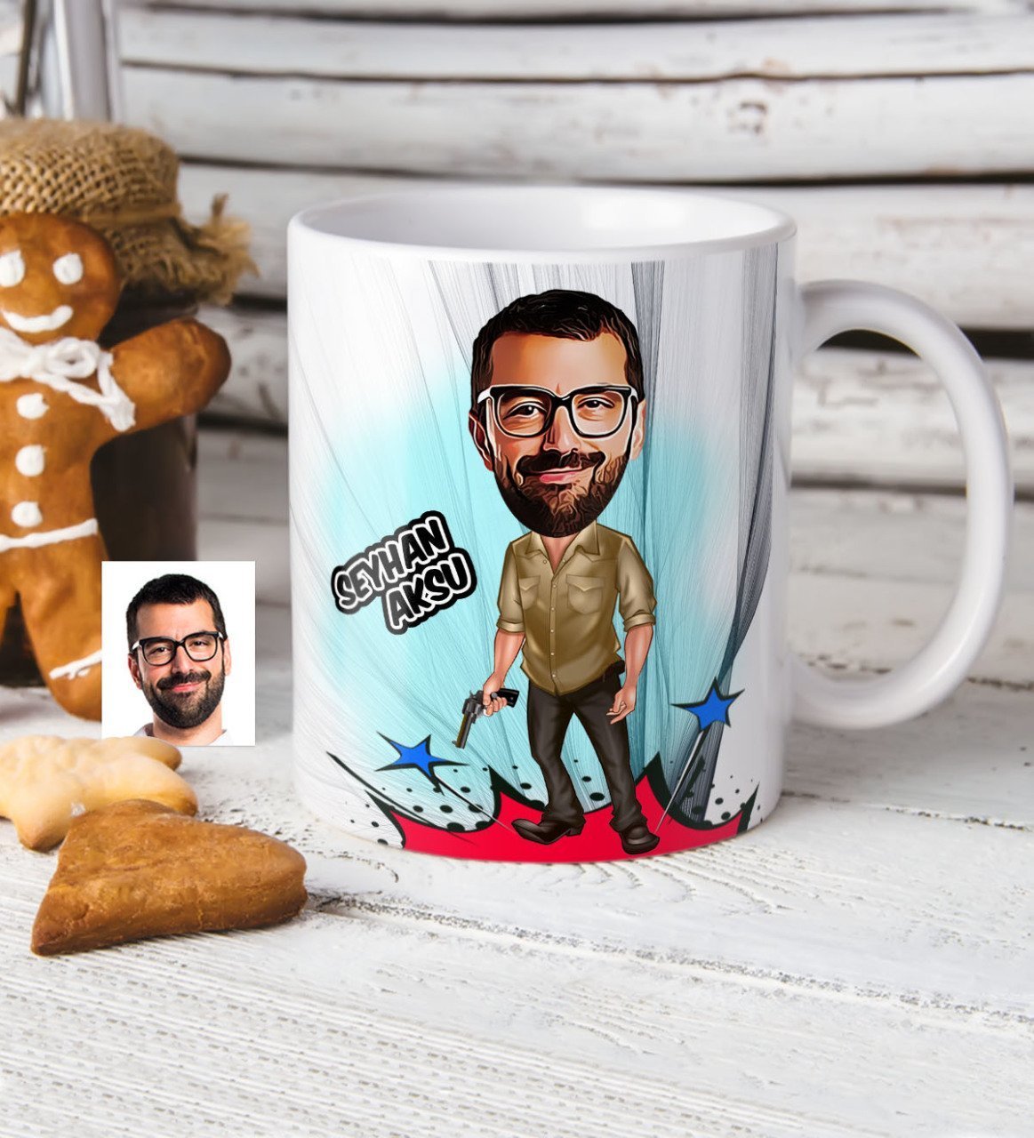 Kişiye Özel Bay Mafya Karikatürlü Beyaz Kupa Bardak