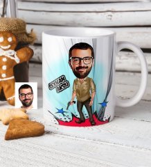 Kişiye Özel Bay Mafya Karikatürlü Beyaz Kupa Bardak